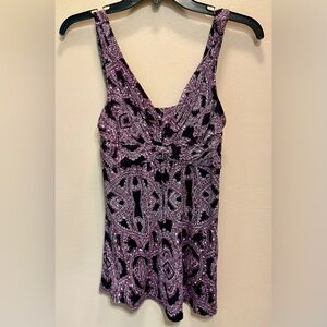 Express Black & Purple Paisley Tank Top